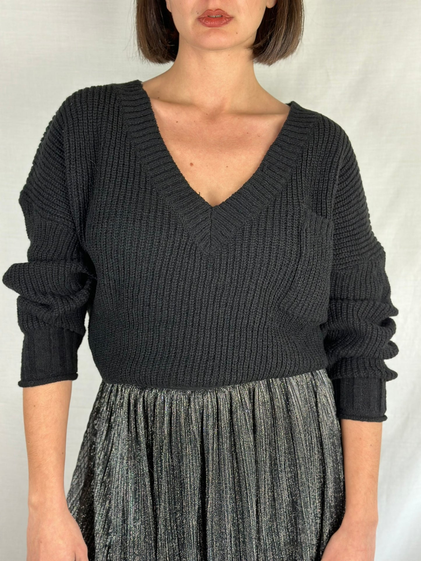 Black V-neck Sweater