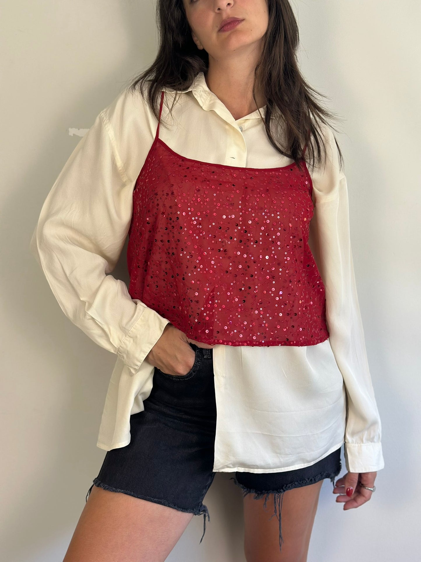 Vintage Mesh Red Top