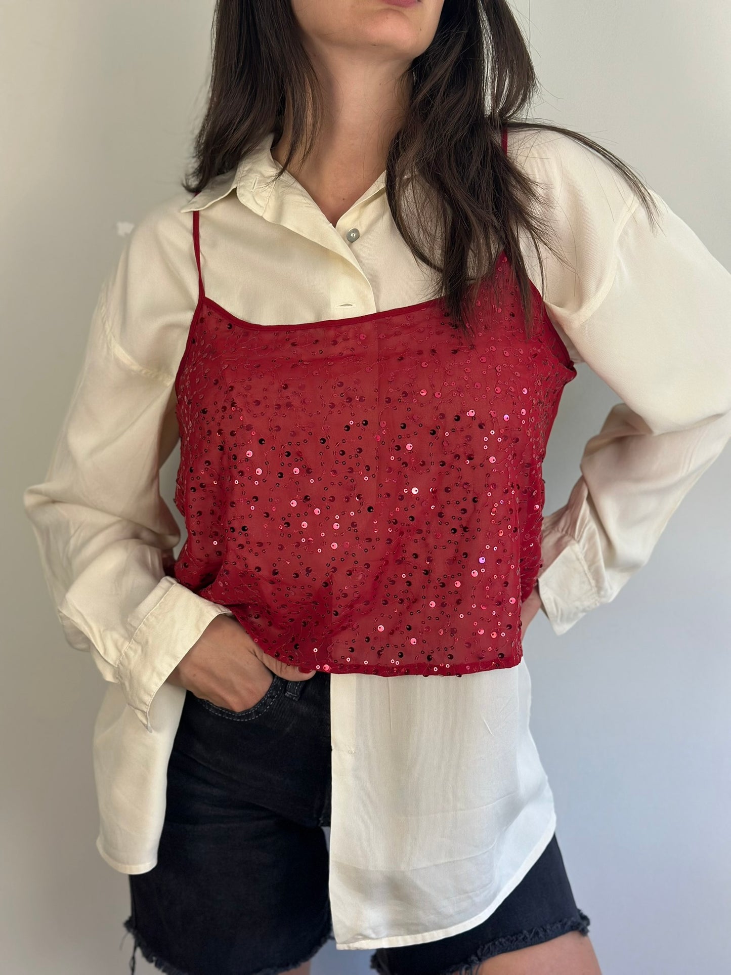 Vintage Mesh Red Top