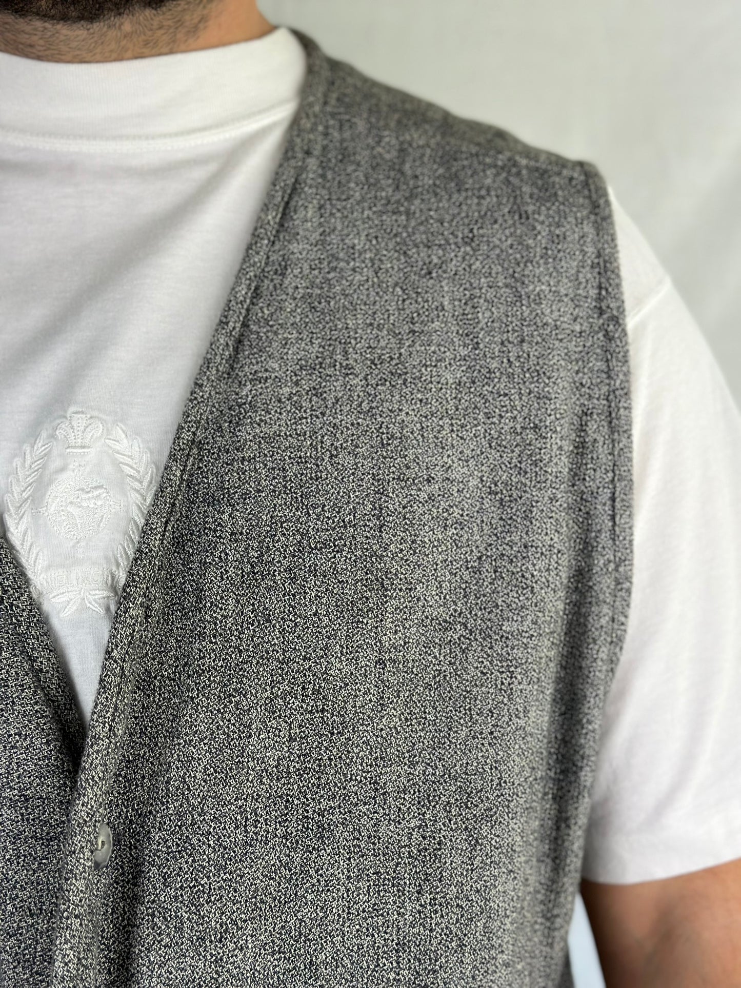 Grey Cardigan Sweater Vest