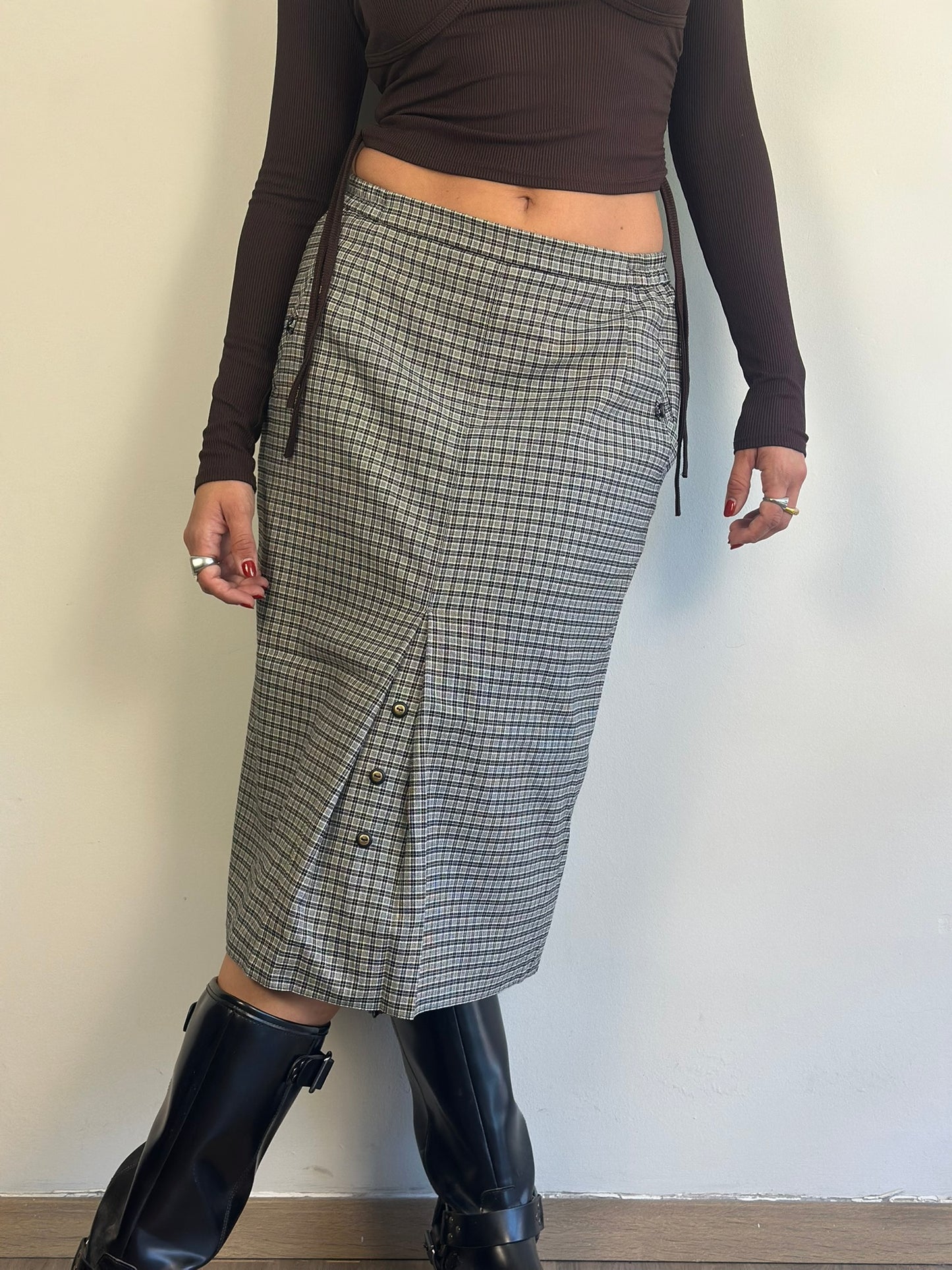 Checked Midi Skirt