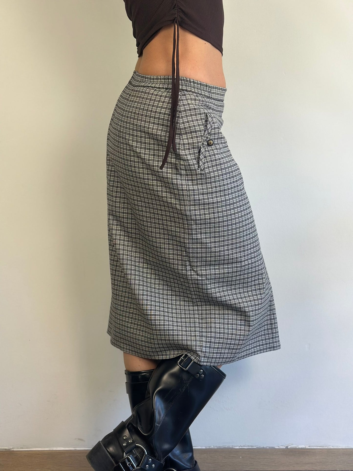Checked Midi Skirt