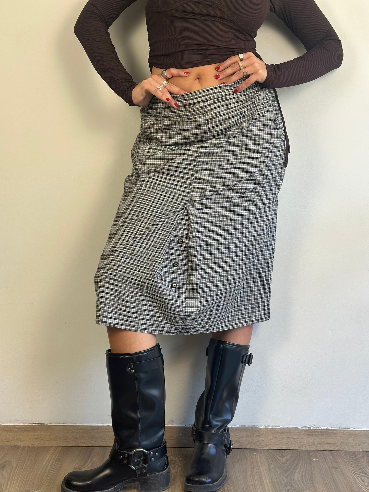 Checked Midi Skirt