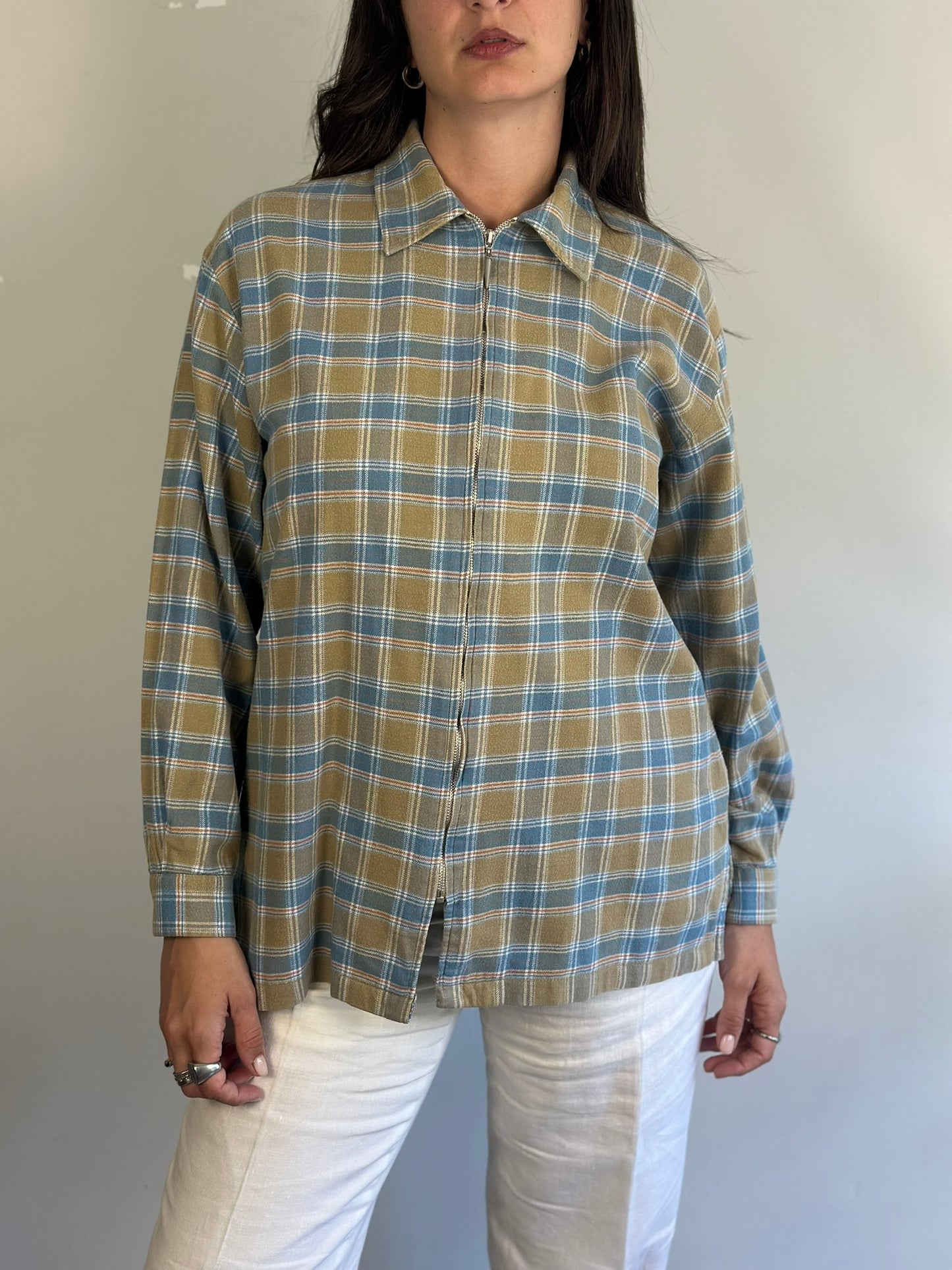 Vintage Plaid Shirt with zipper