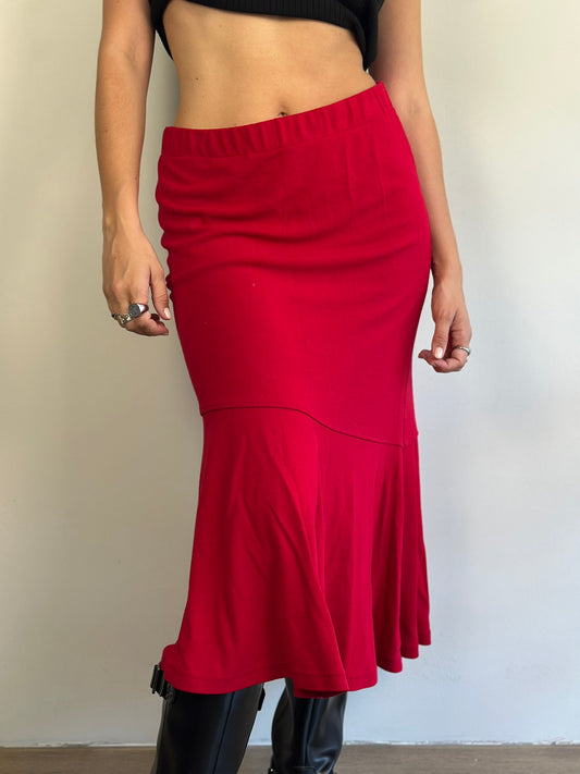 Vintage Red Midi Skirt