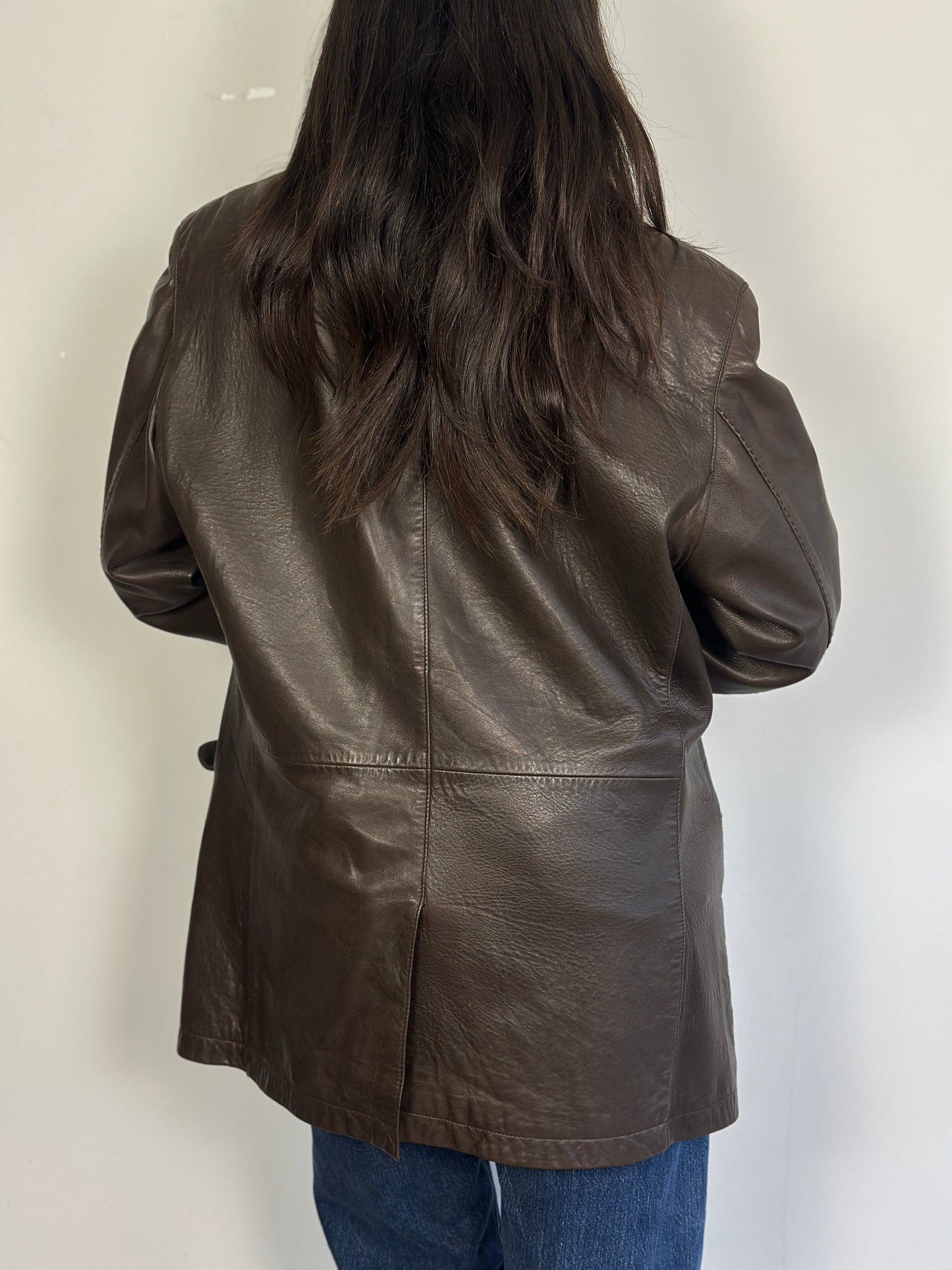 Dark Brown Leather Blazer