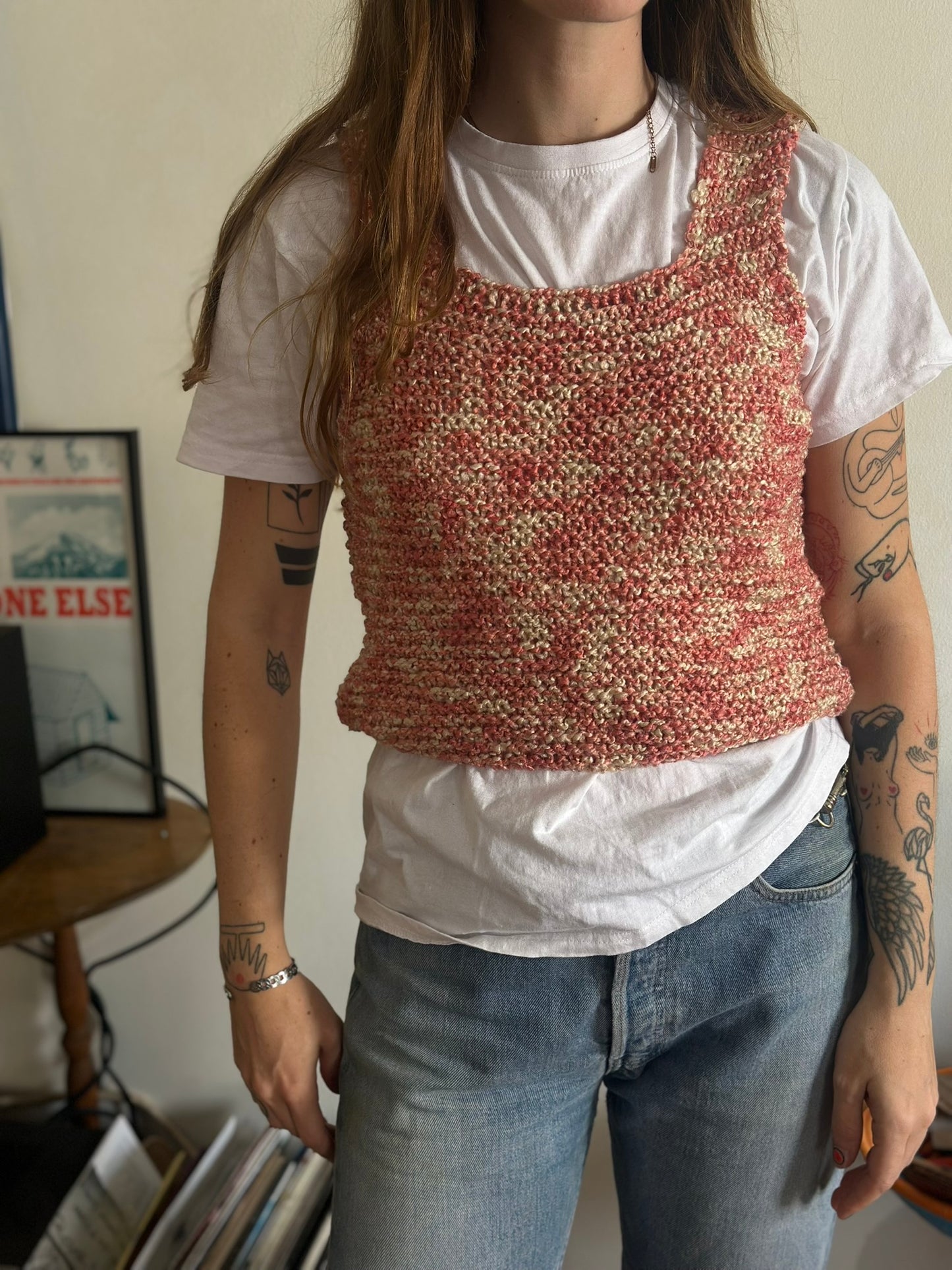 Vintage Knitted Sweater Vest / Orange