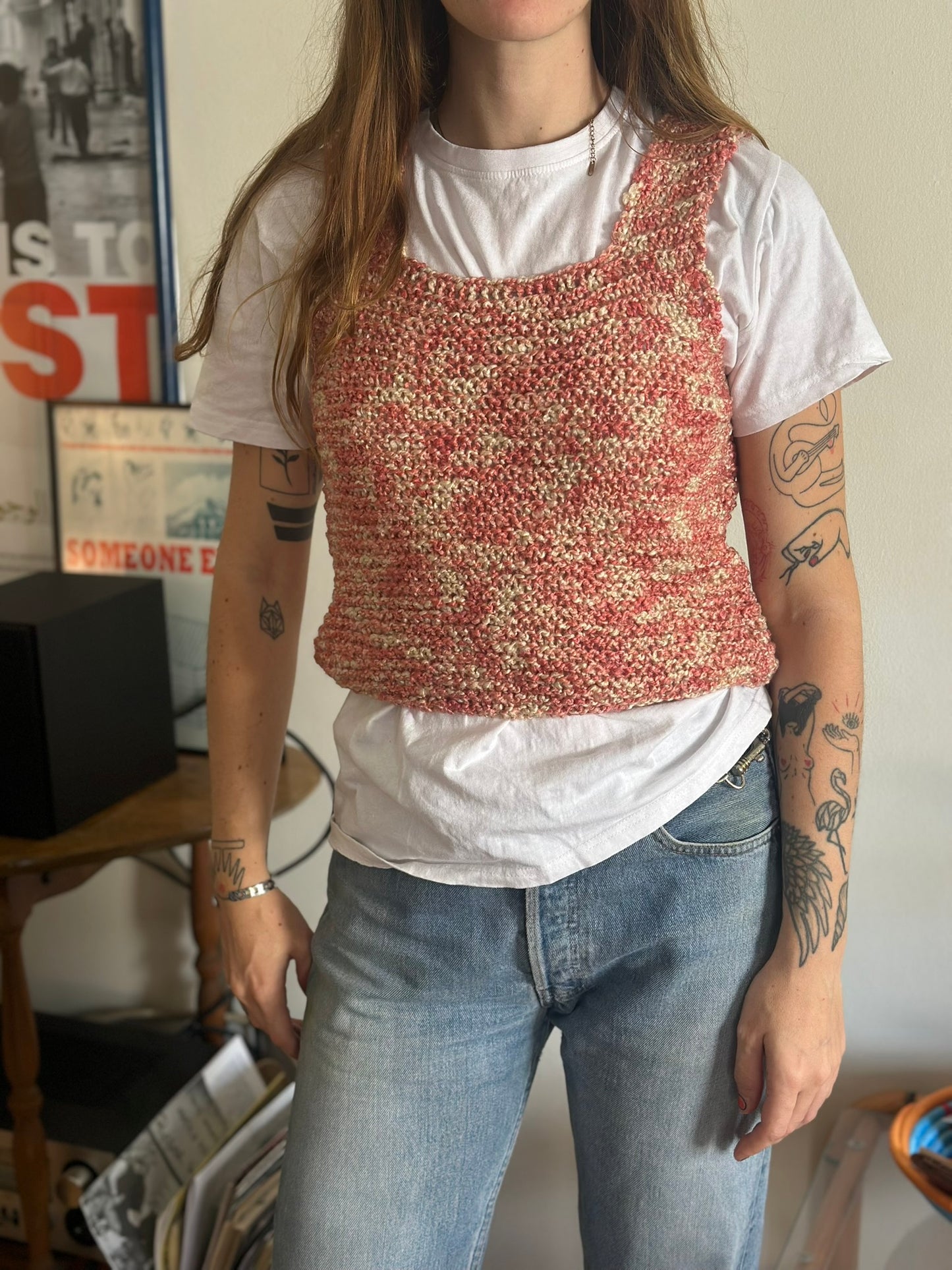 Vintage Knitted Sweater Vest / Orange