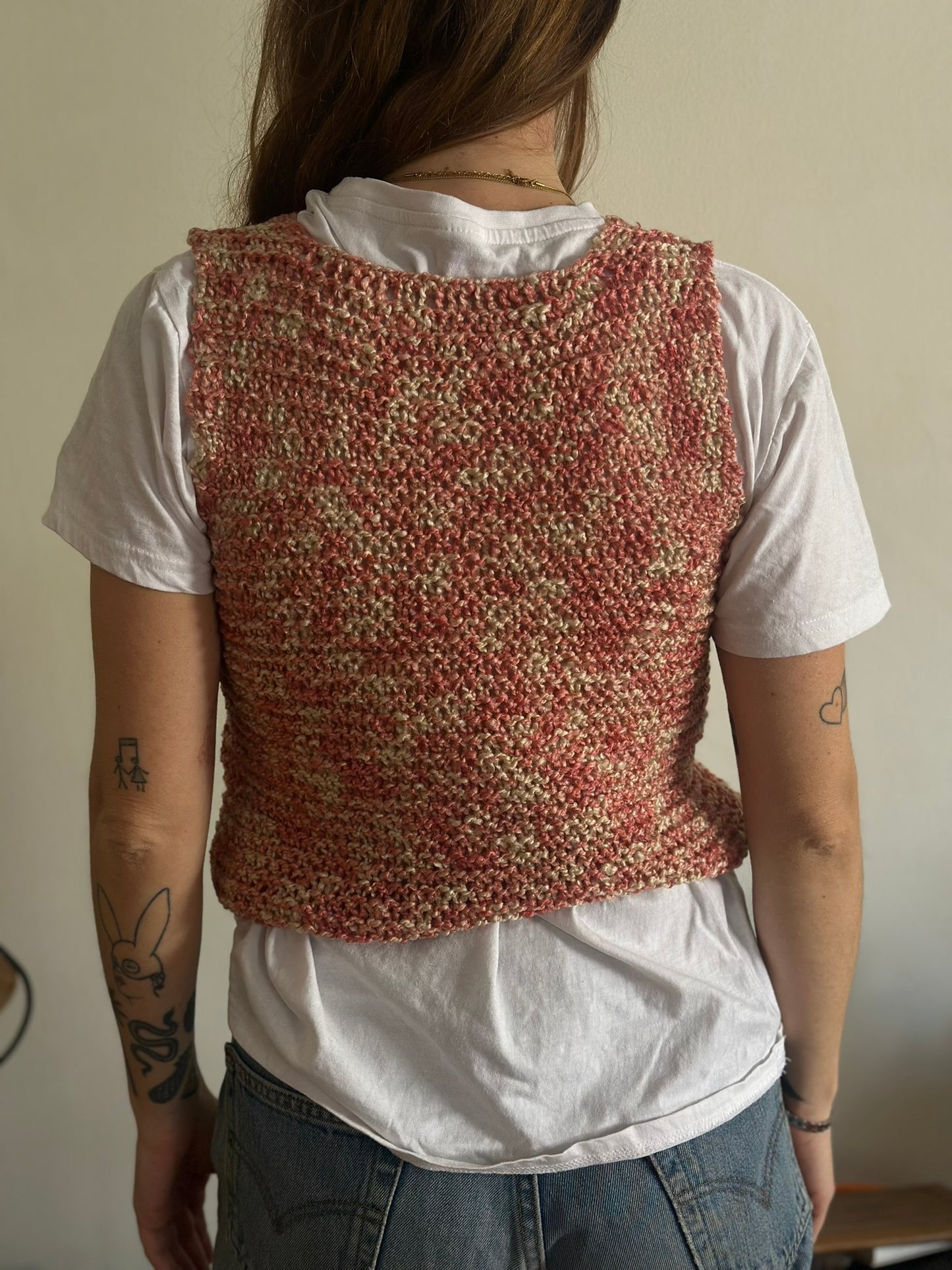 Vintage Knitted Sweater Vest / Orange