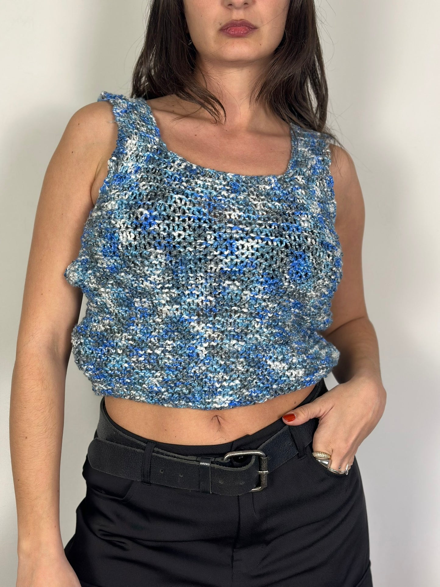 Vintage Knitted Sweater Vest / Blue