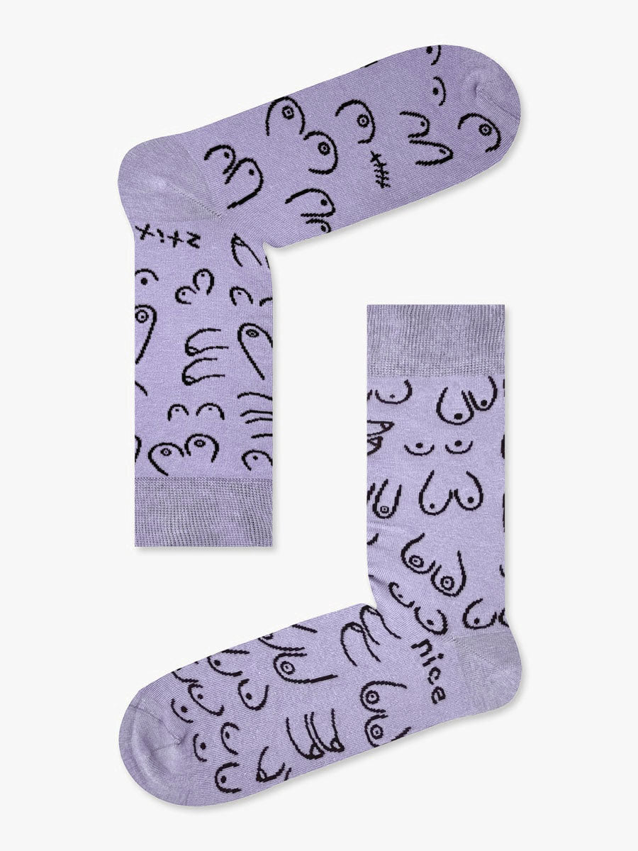 Κάλτσα Βαμβακερή με Σχέδια Boobs