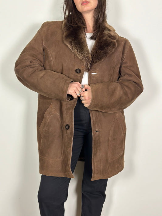 Vintage Brown Sheepskin Coat