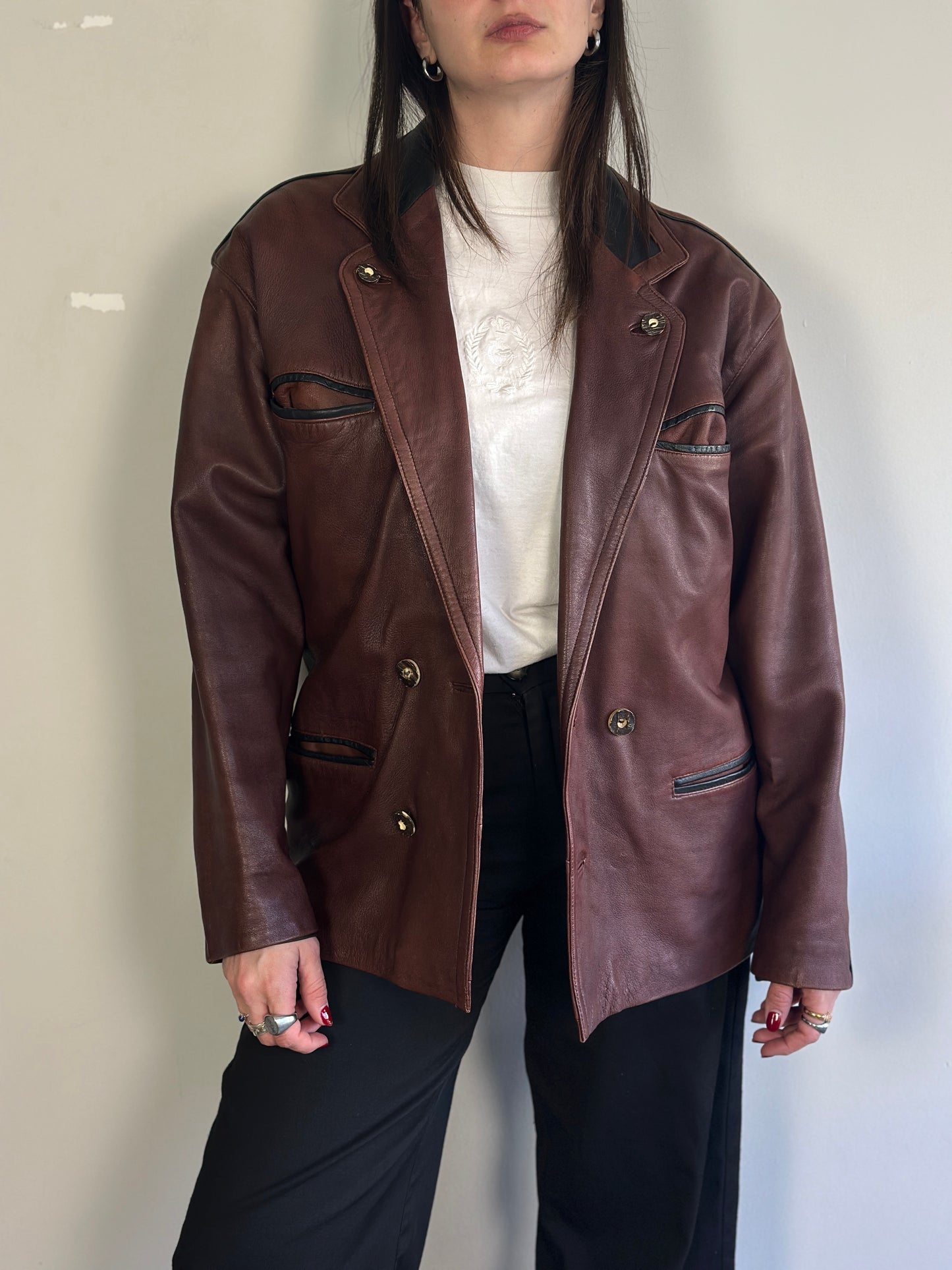 Vintage Leather Brown Blazer