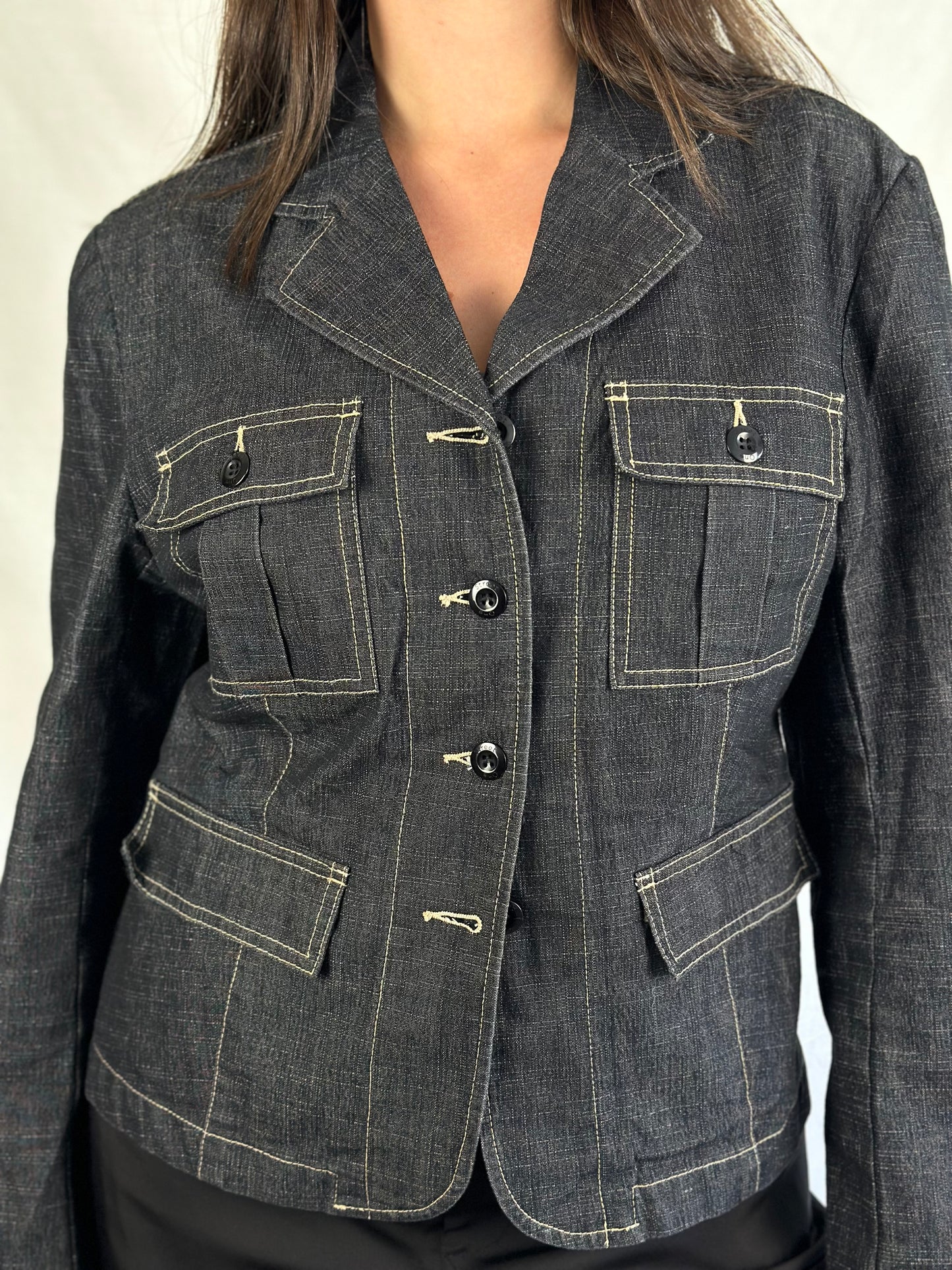 Vintage Denim Blazer Jacket