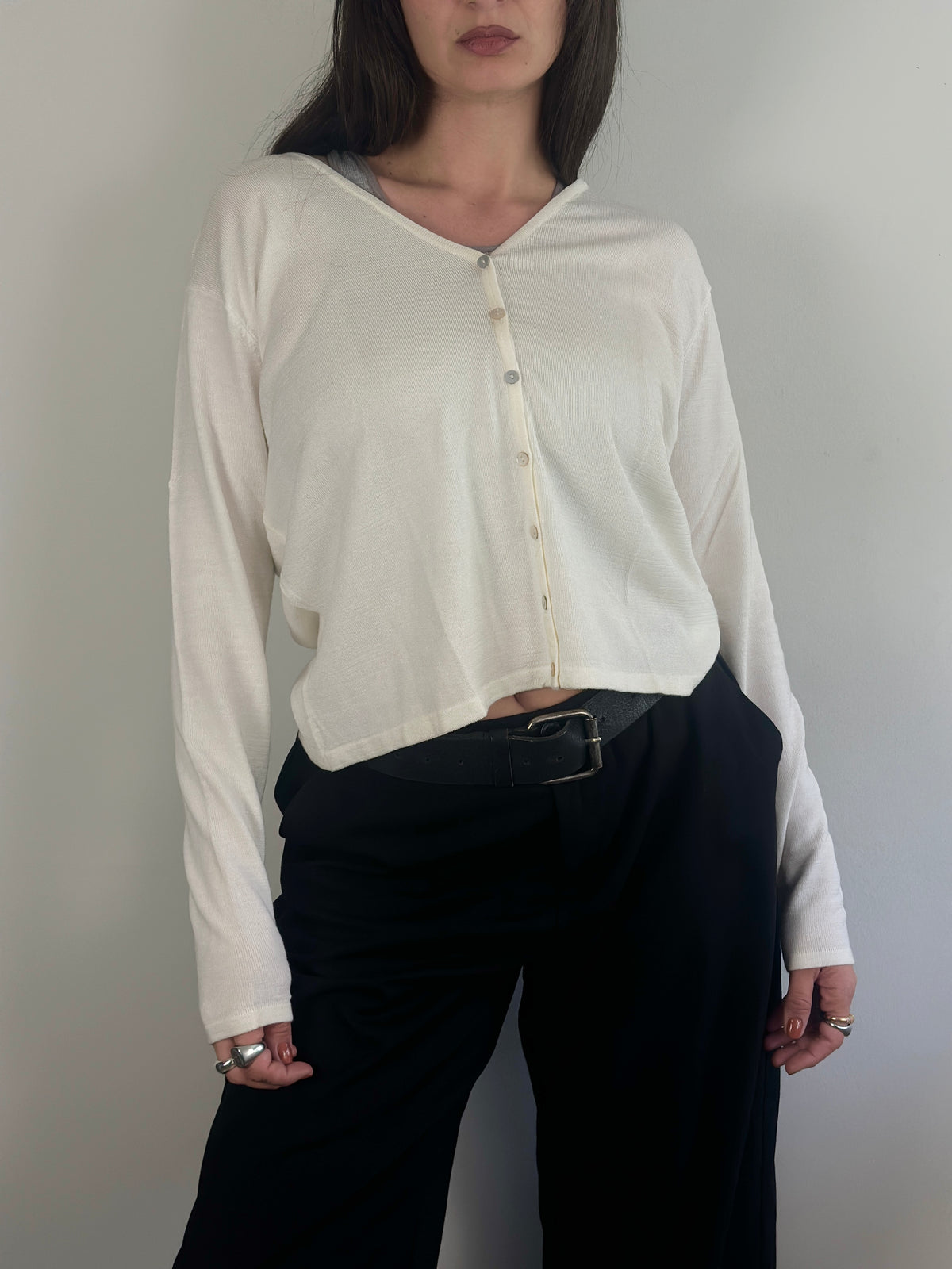 White Cardigan Top