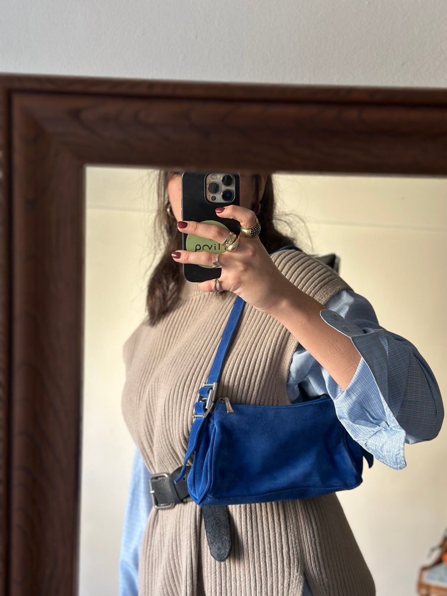 Vintage Blue Suede Bag