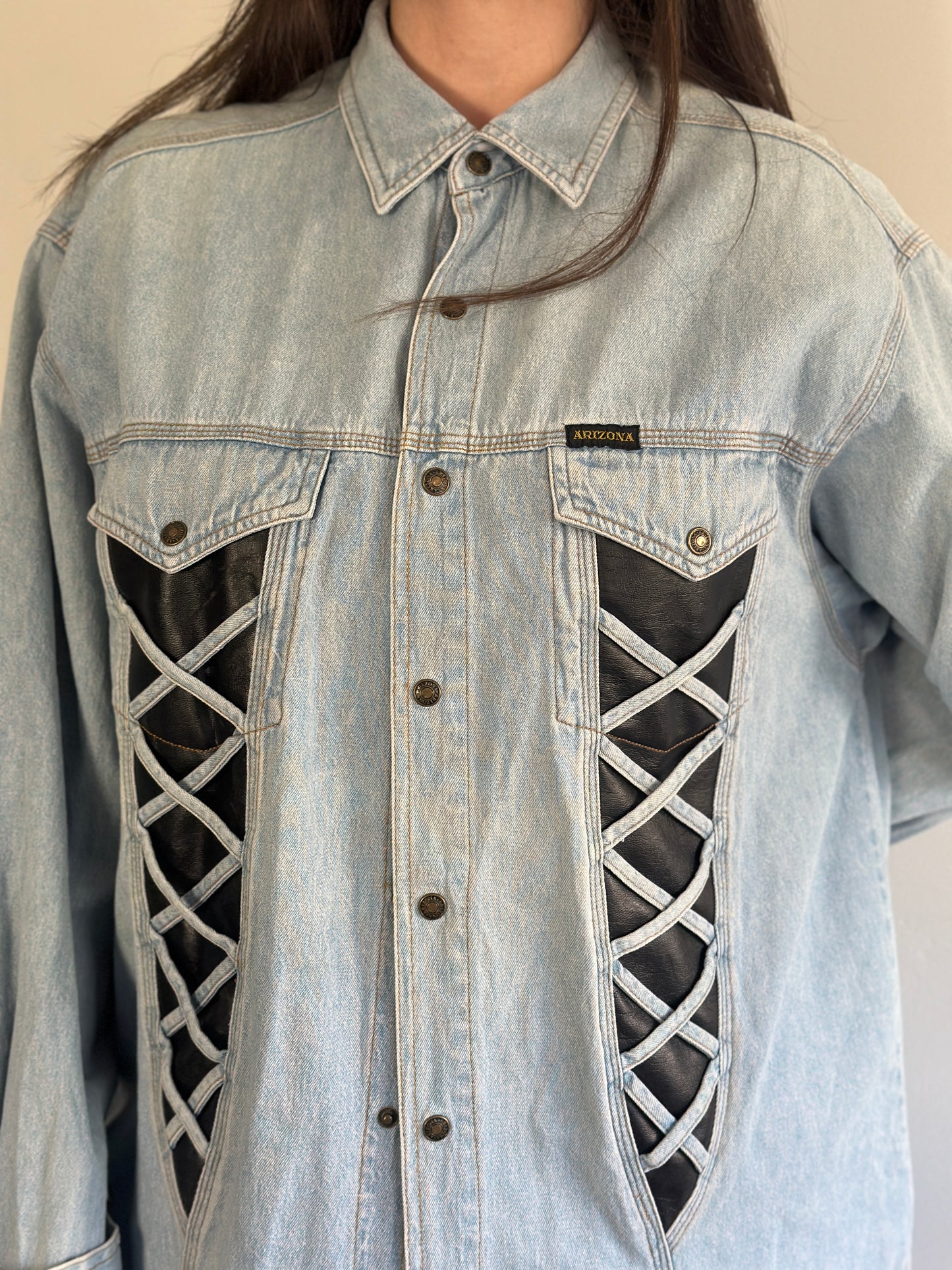 Denim Shirt with leather details
