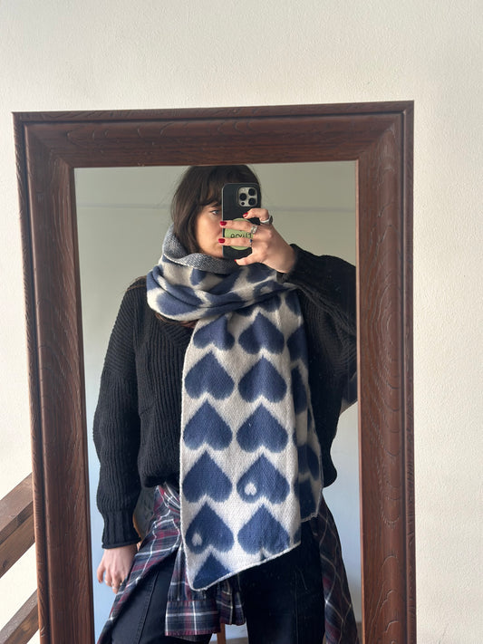Hearts Scarf / Blue