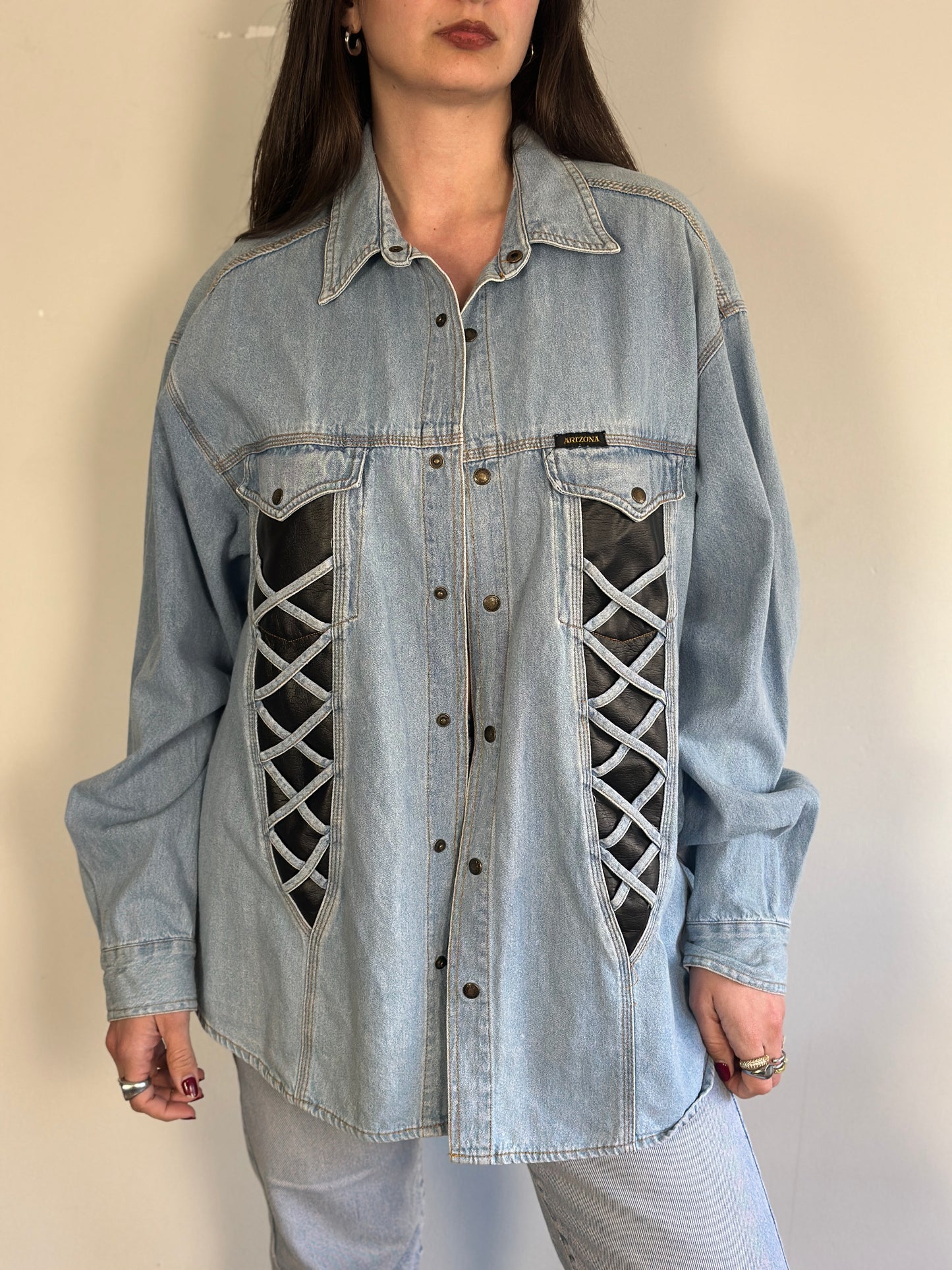 Denim Shirt with leather details