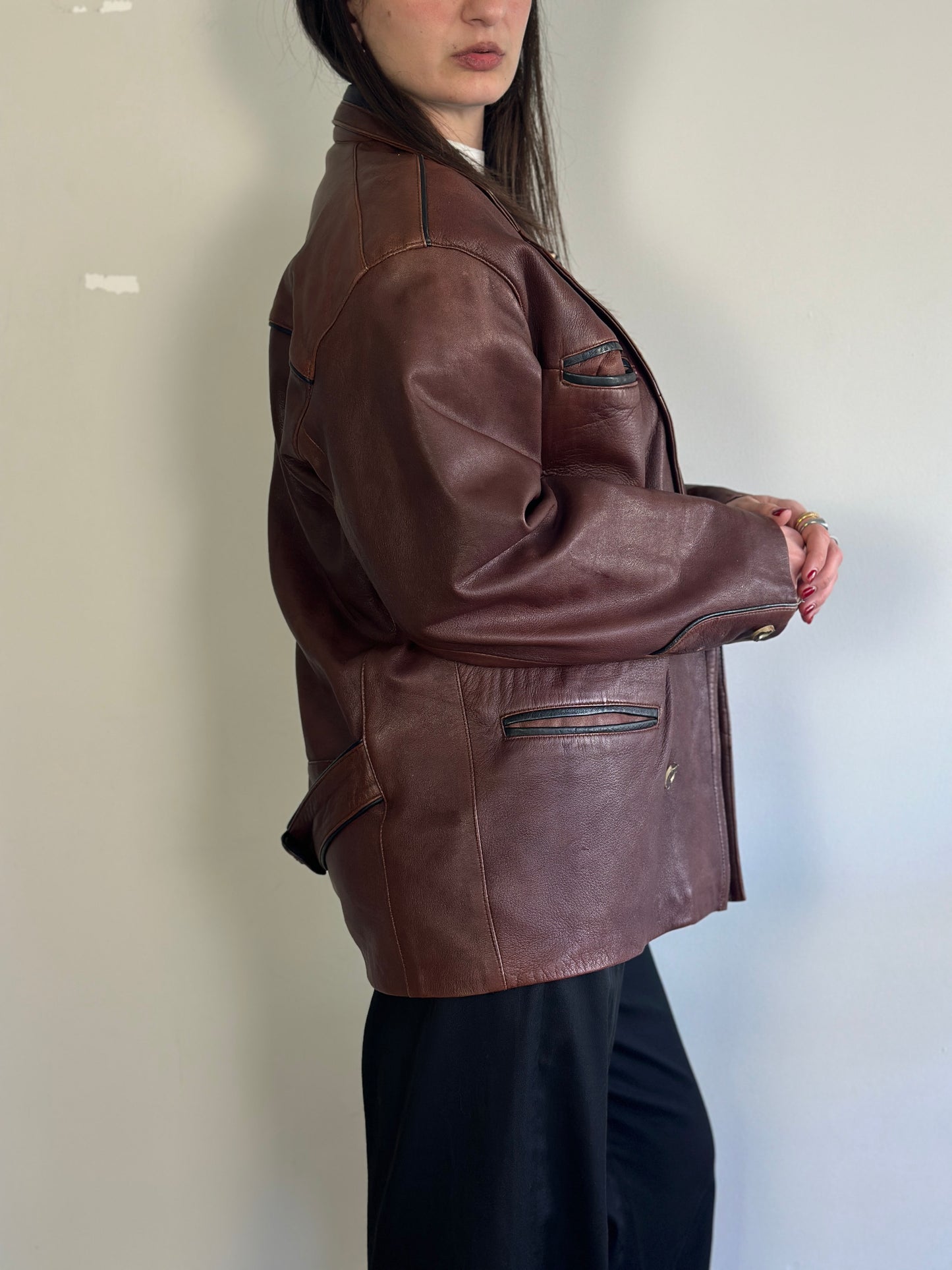 Vintage Leather Brown Blazer