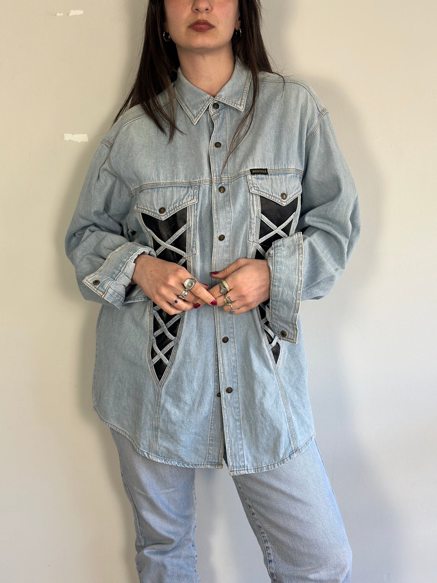 Denim Shirt with leather details