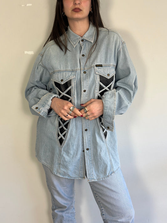Denim Shirt with leather details