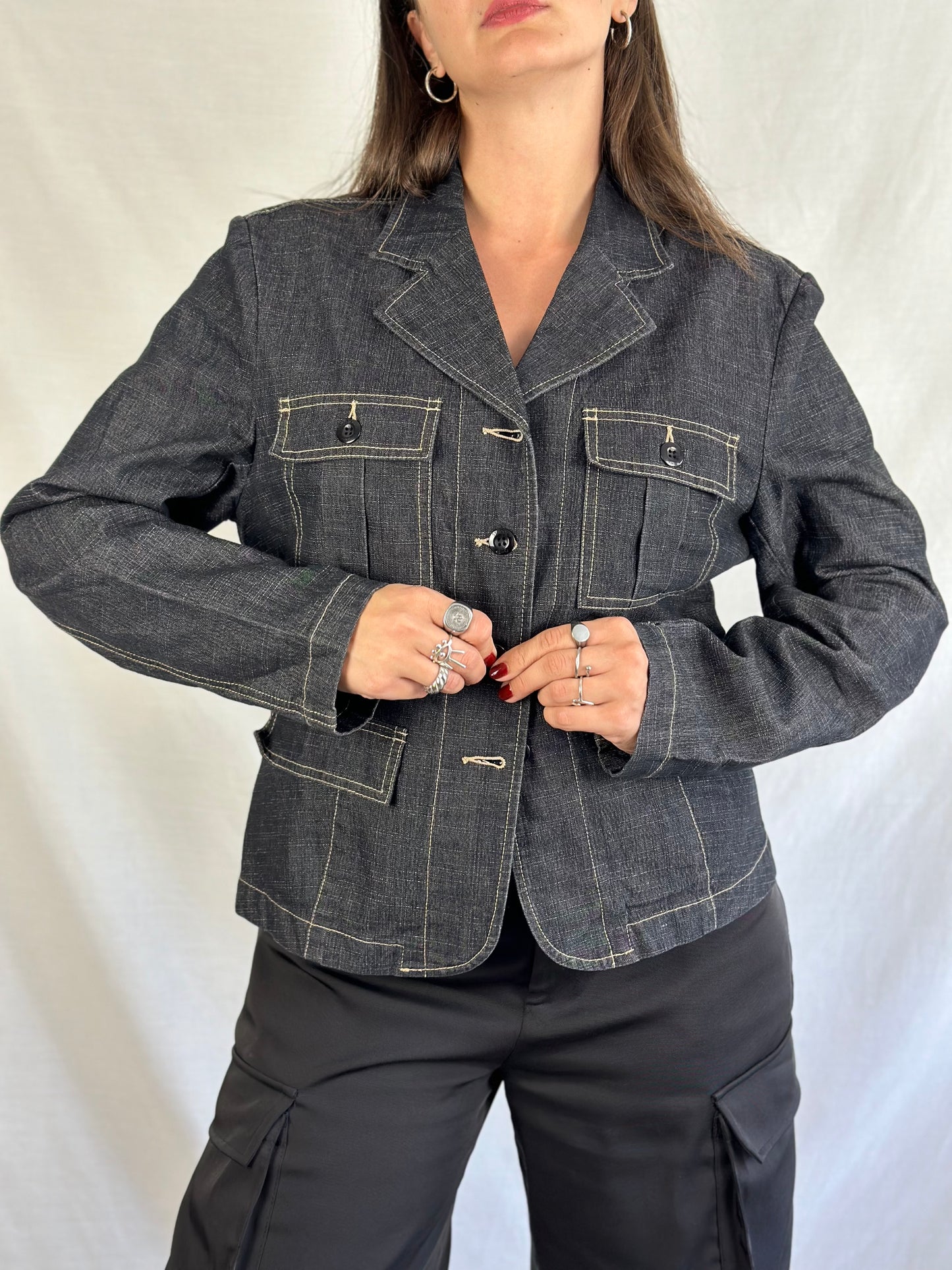 Vintage Denim Blazer Jacket