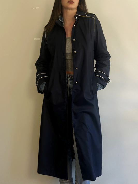 Vintage Dark Blue Trench Coat
