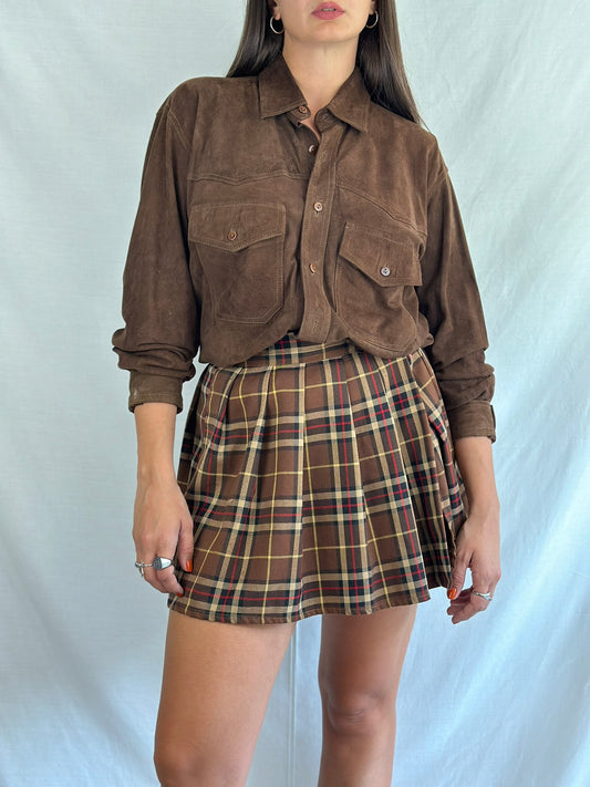 Plaid Check Pleated Mini Skirt