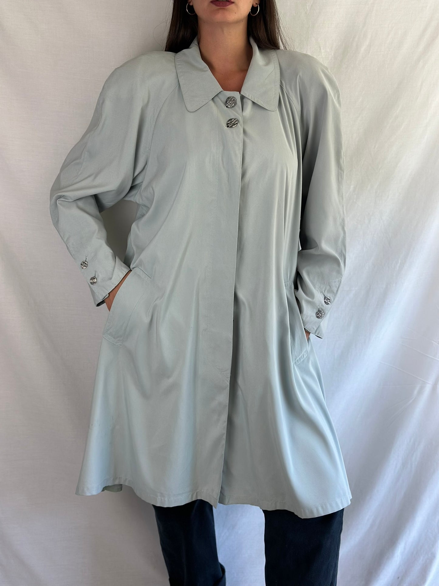 Vintage Powder Blue Trench Coat