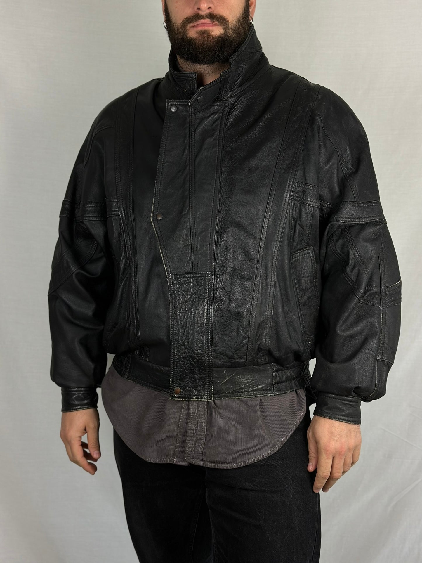 Black Leather Bomber