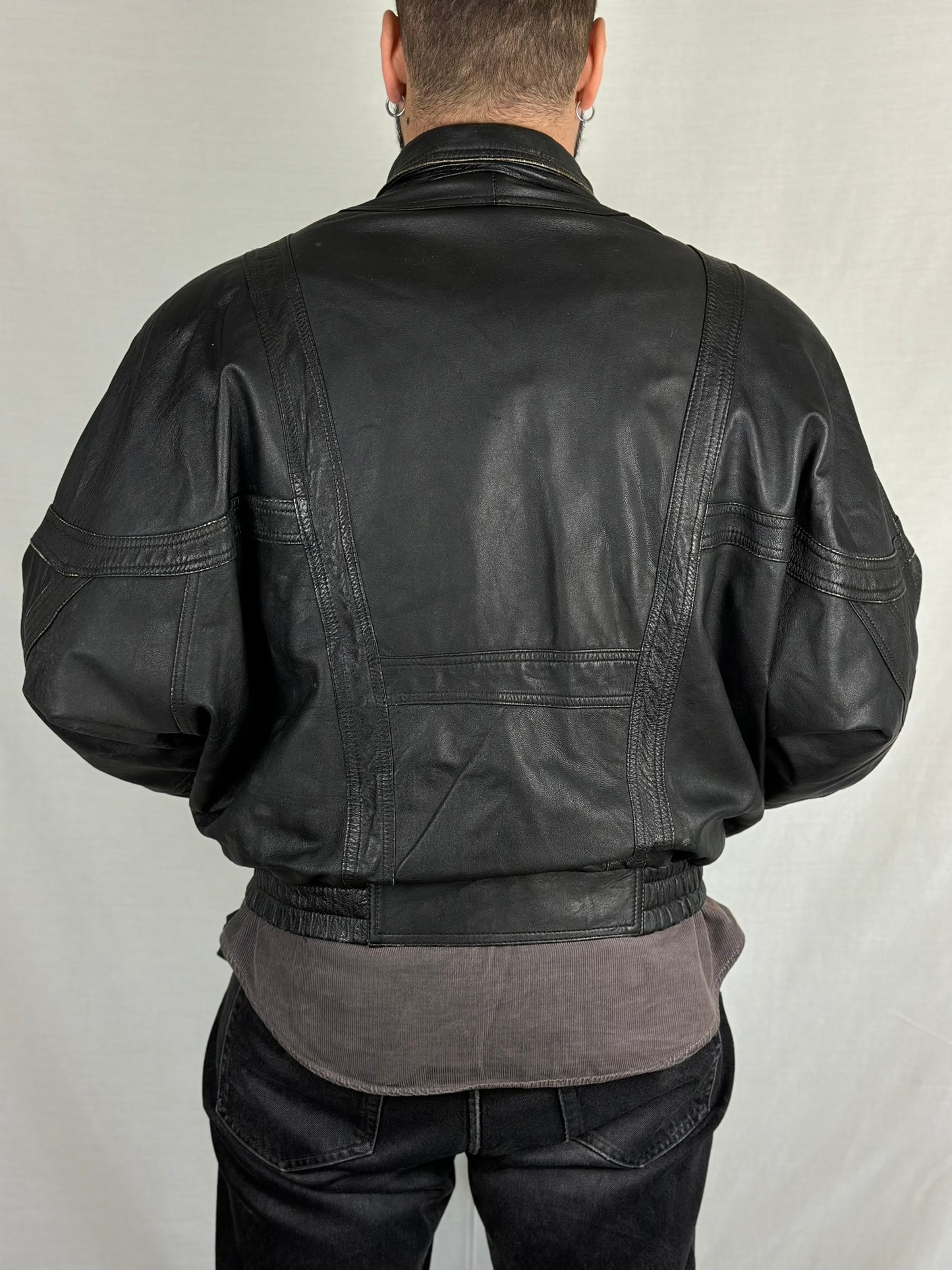 Black Leather Bomber