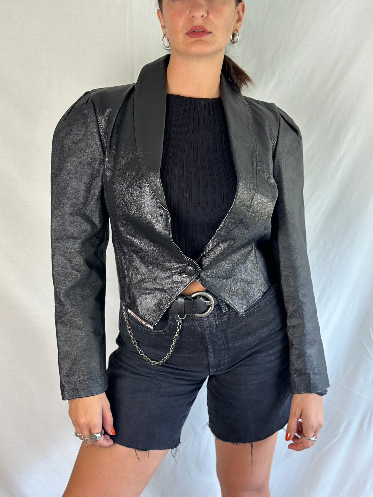 Vintage Leather Cropped Jacket