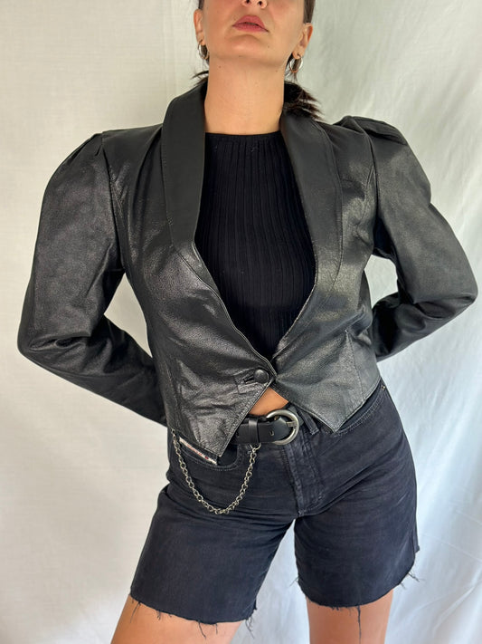 Vintage Leather Cropped Jacket