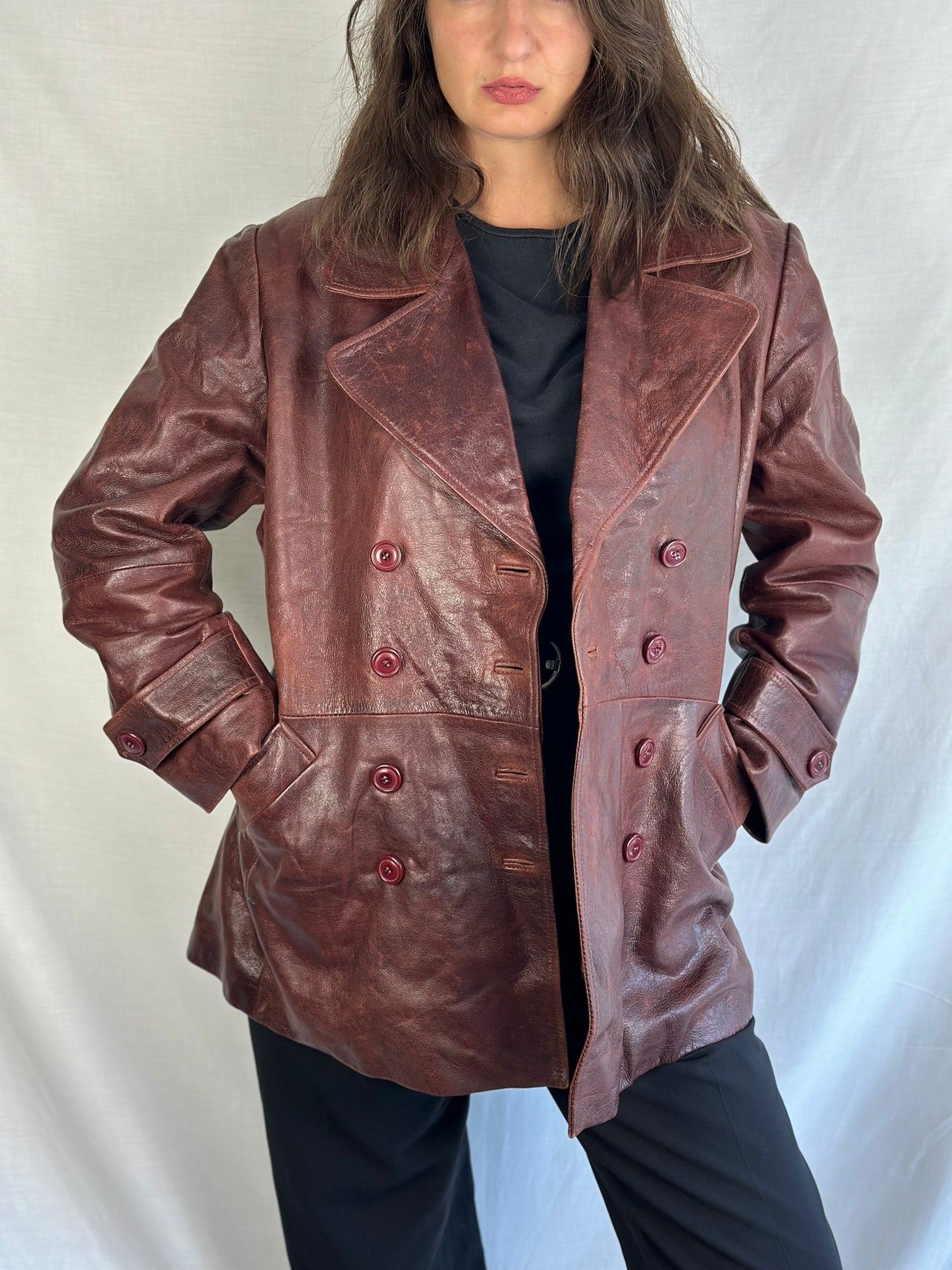 Cherry Red Leather Jacket