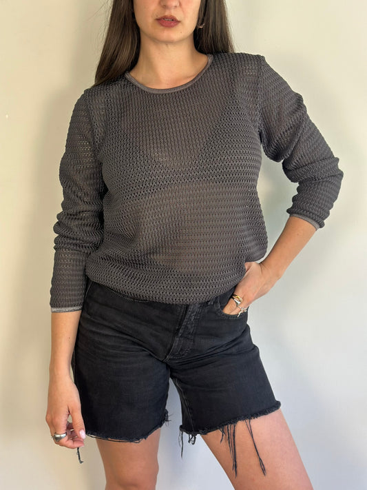 Mesh Long Sleeve Blouse