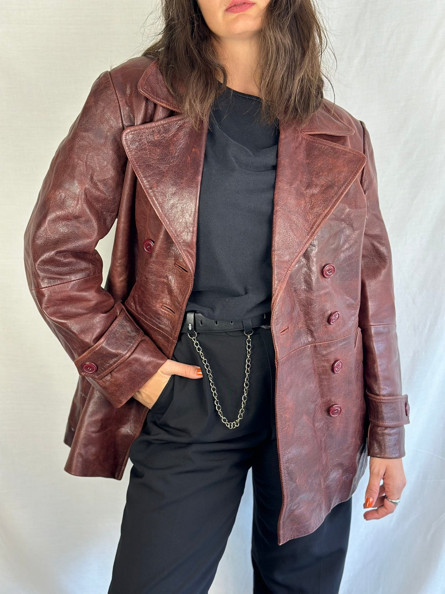 Cherry Red Leather Jacket