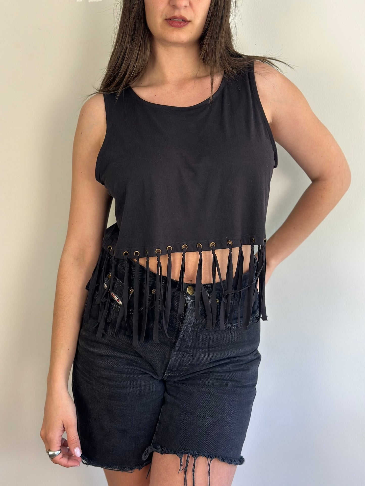 Black Fringe Top