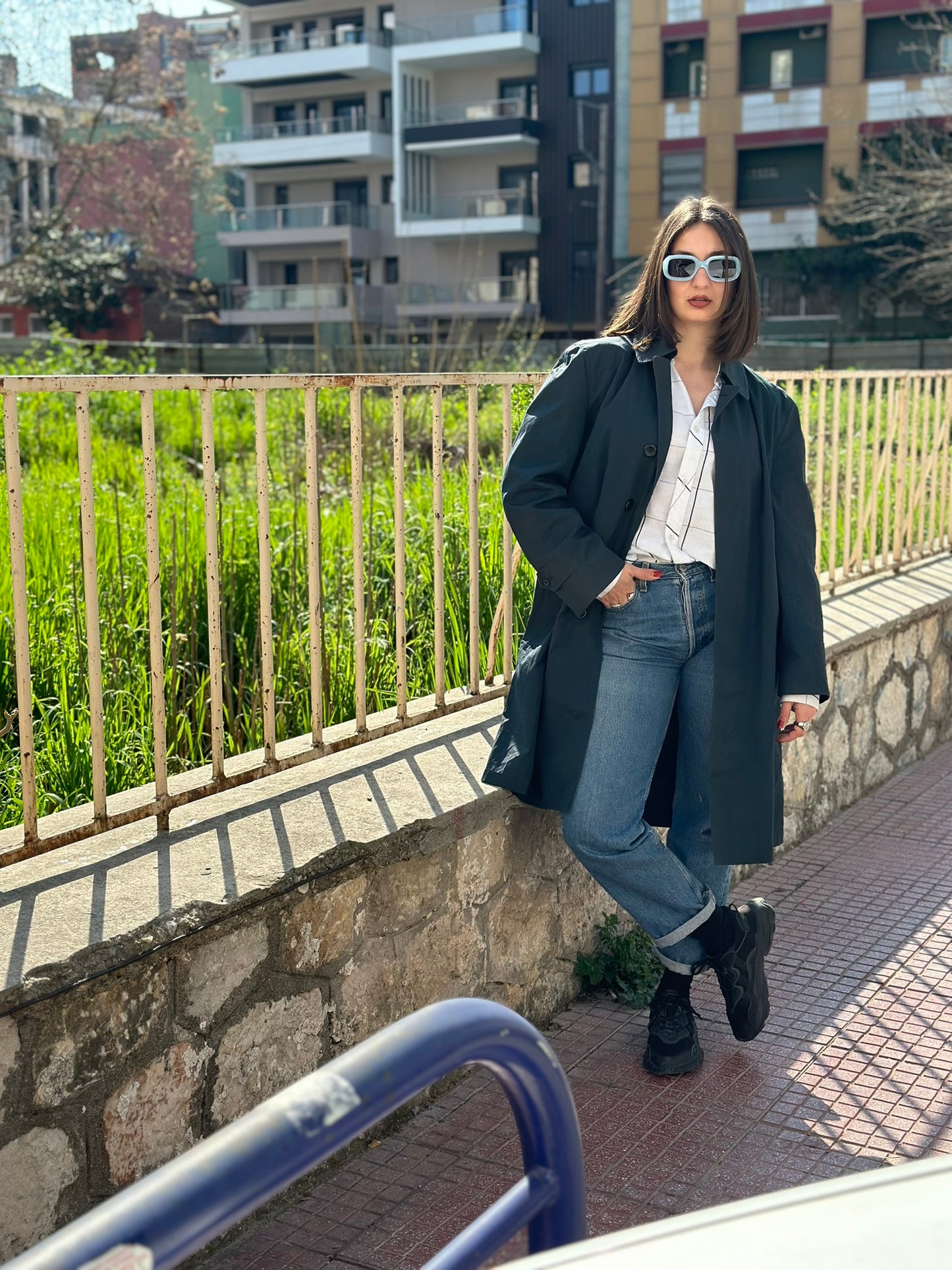 Vintage Blue Trench Coat