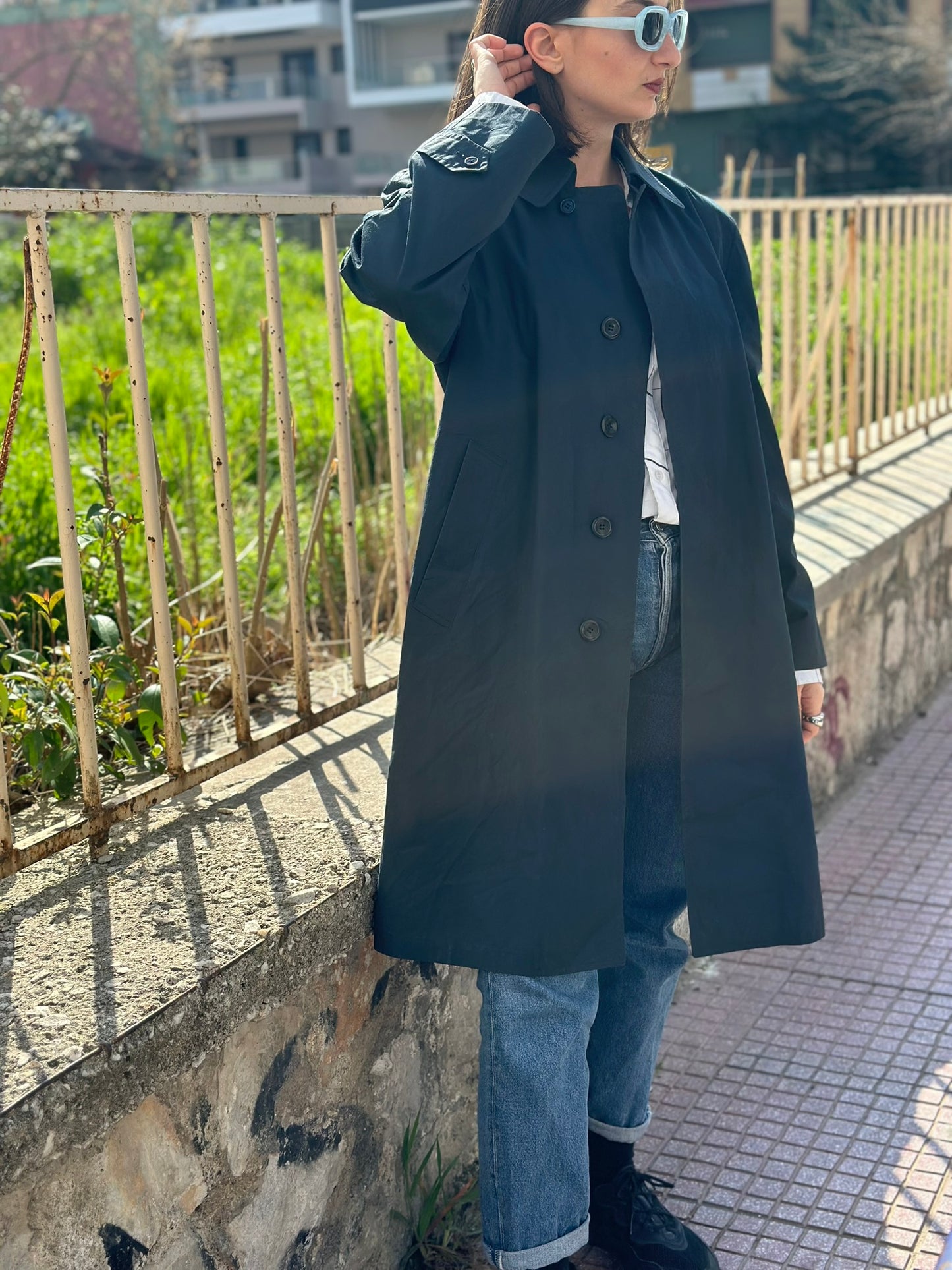 Vintage Blue Trench Coat