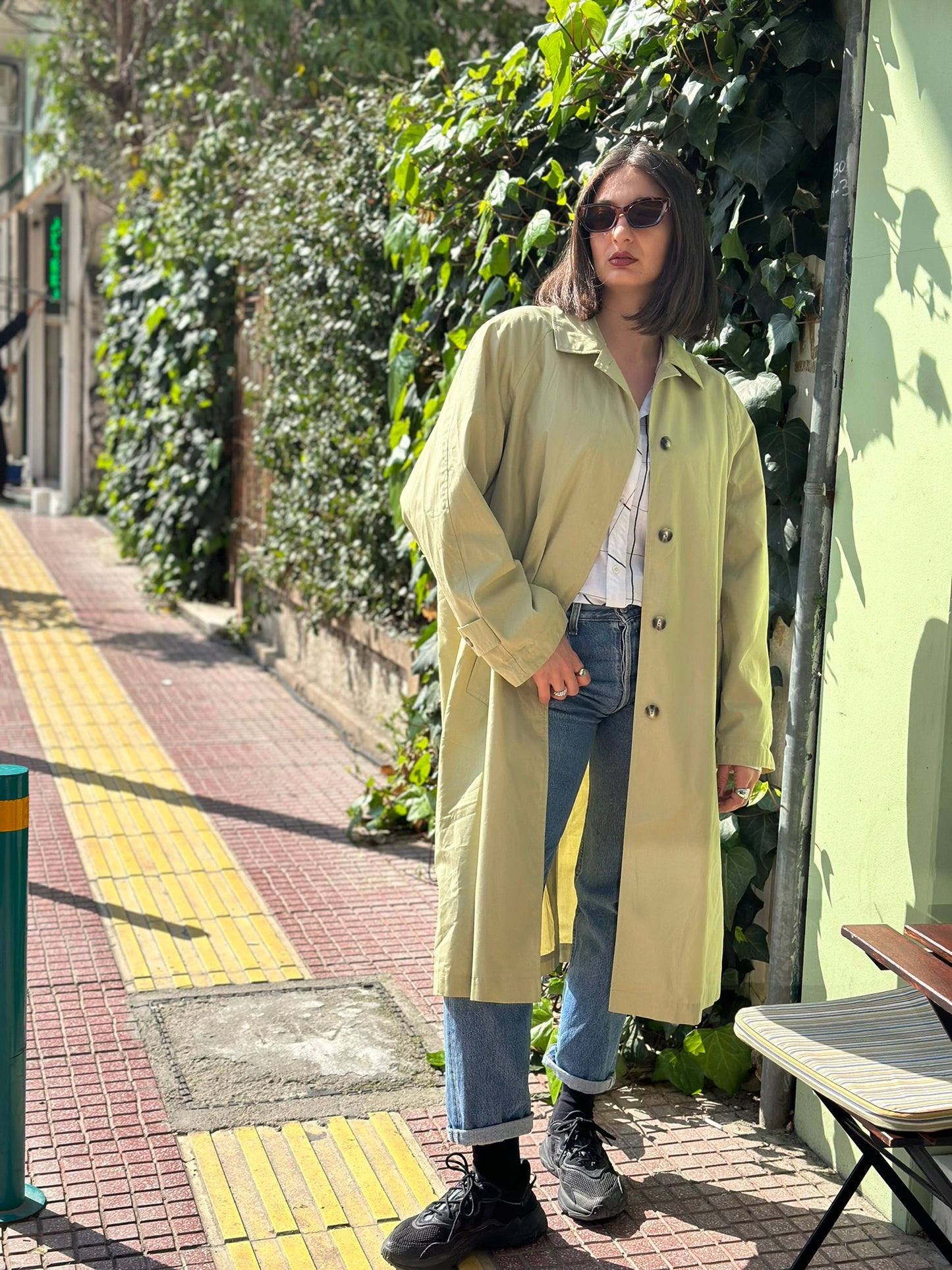 Vintage Green Trench Coat