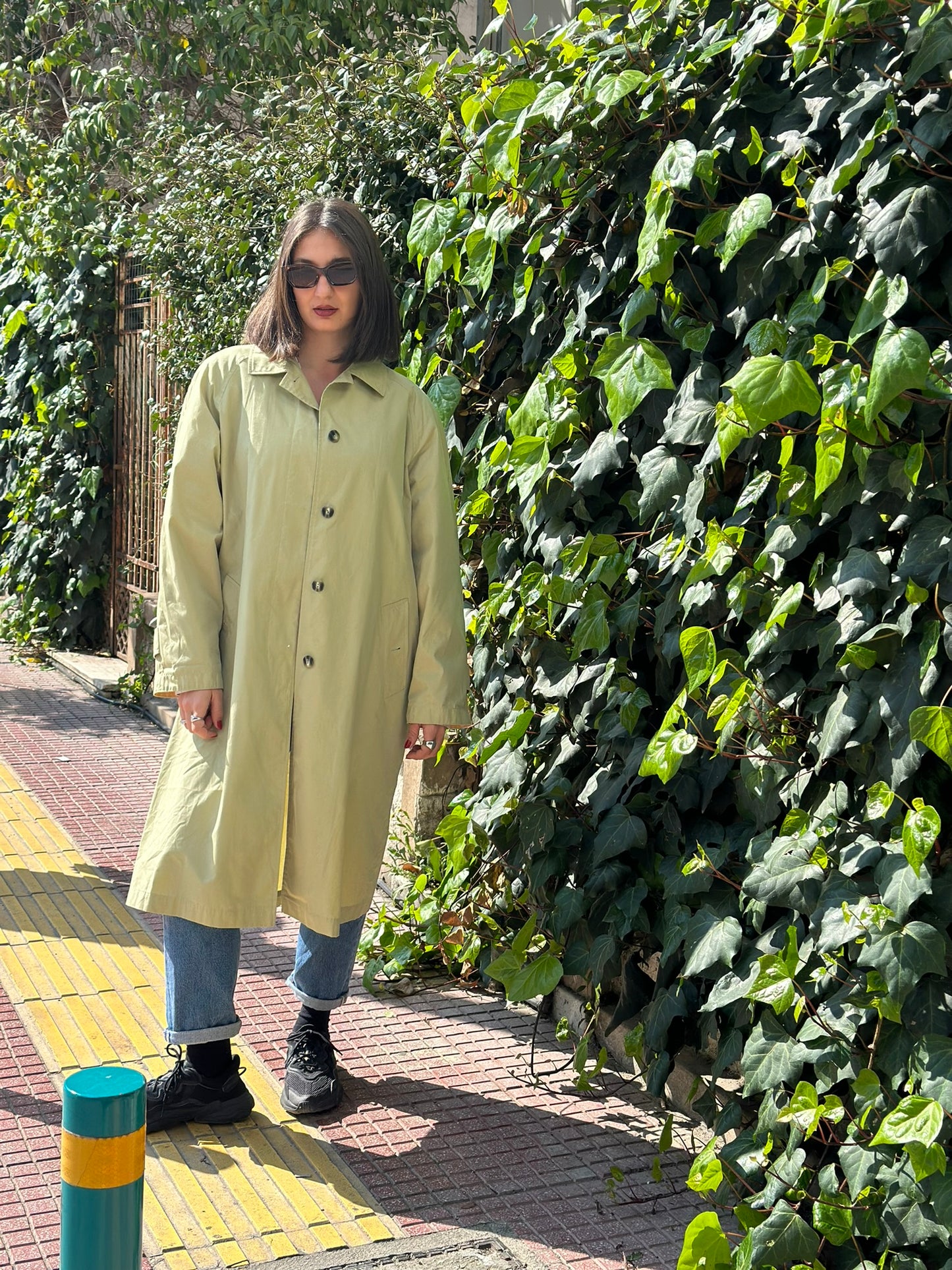 Vintage Green Trench Coat