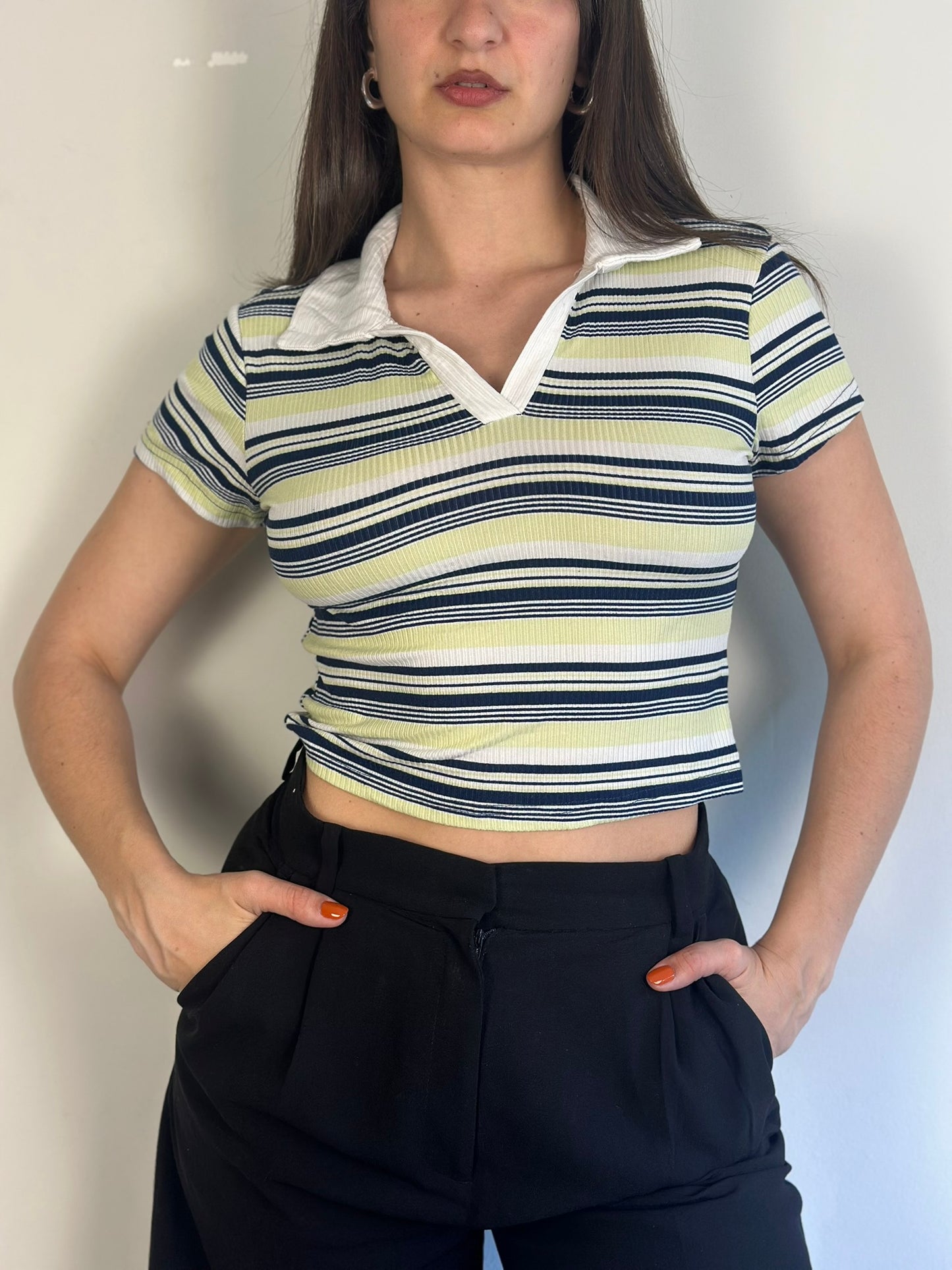 Striped Cropped Polo