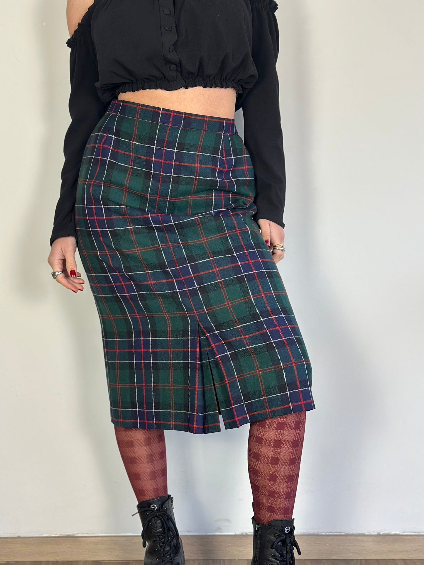 Vintage Checked Midi Skirt
