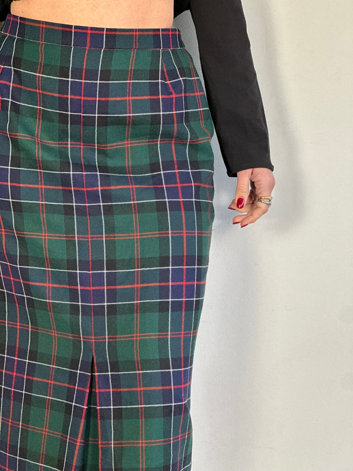 Vintage Checked Midi Skirt