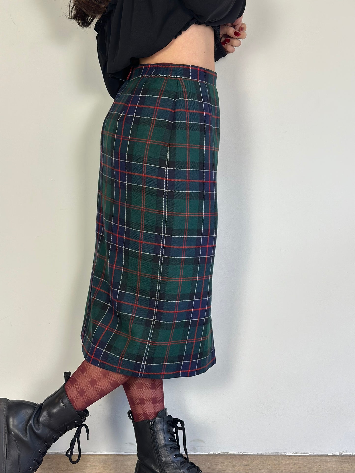 Vintage Checked Midi Skirt