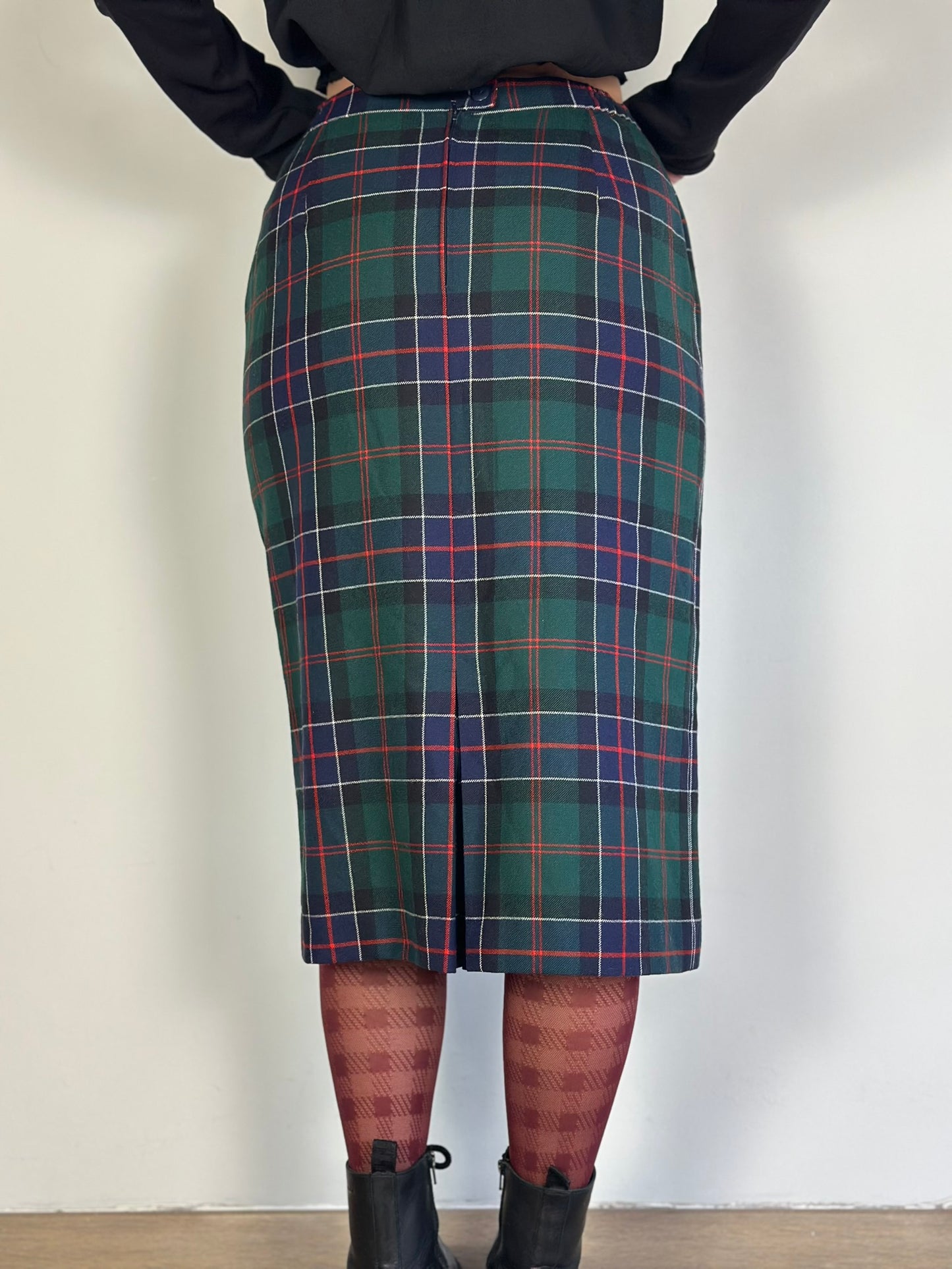 Vintage Checked Midi Skirt