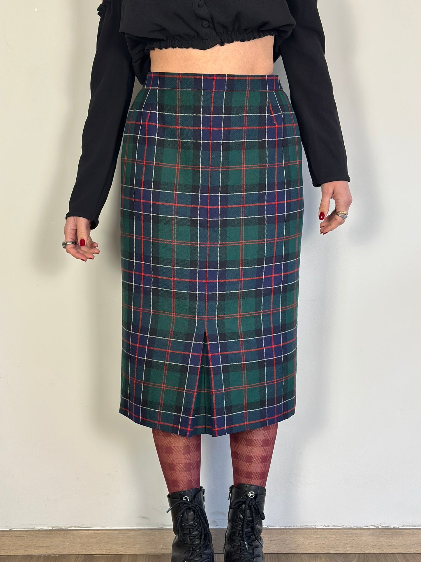 Vintage Checked Midi Skirt