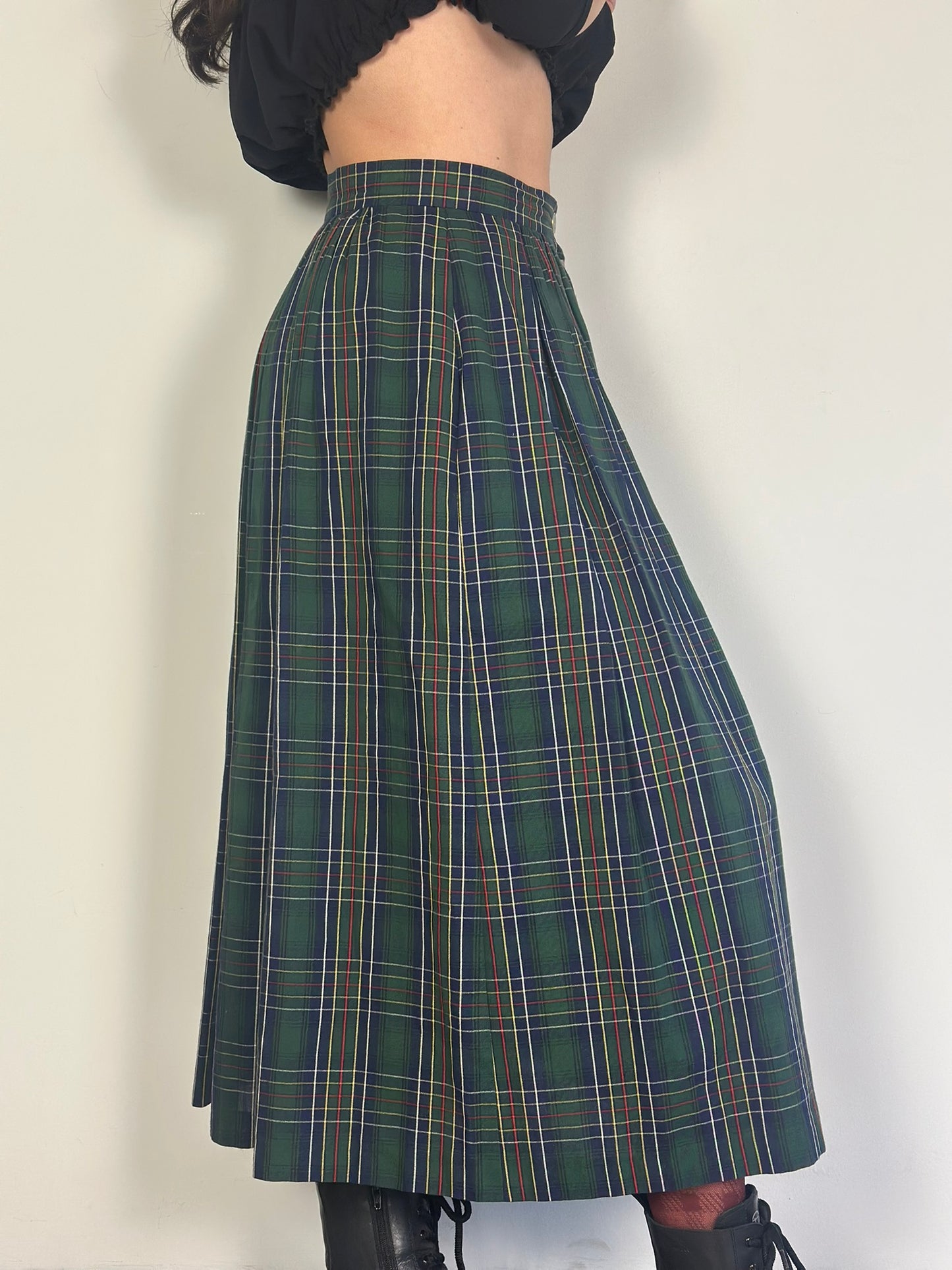 Vintage Checked Maxi Skirt