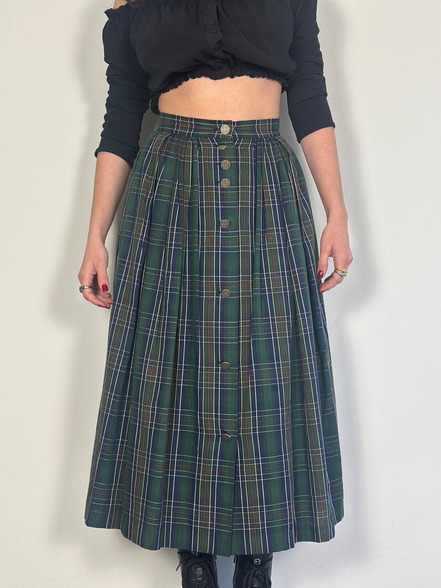 Vintage Checked Maxi Skirt